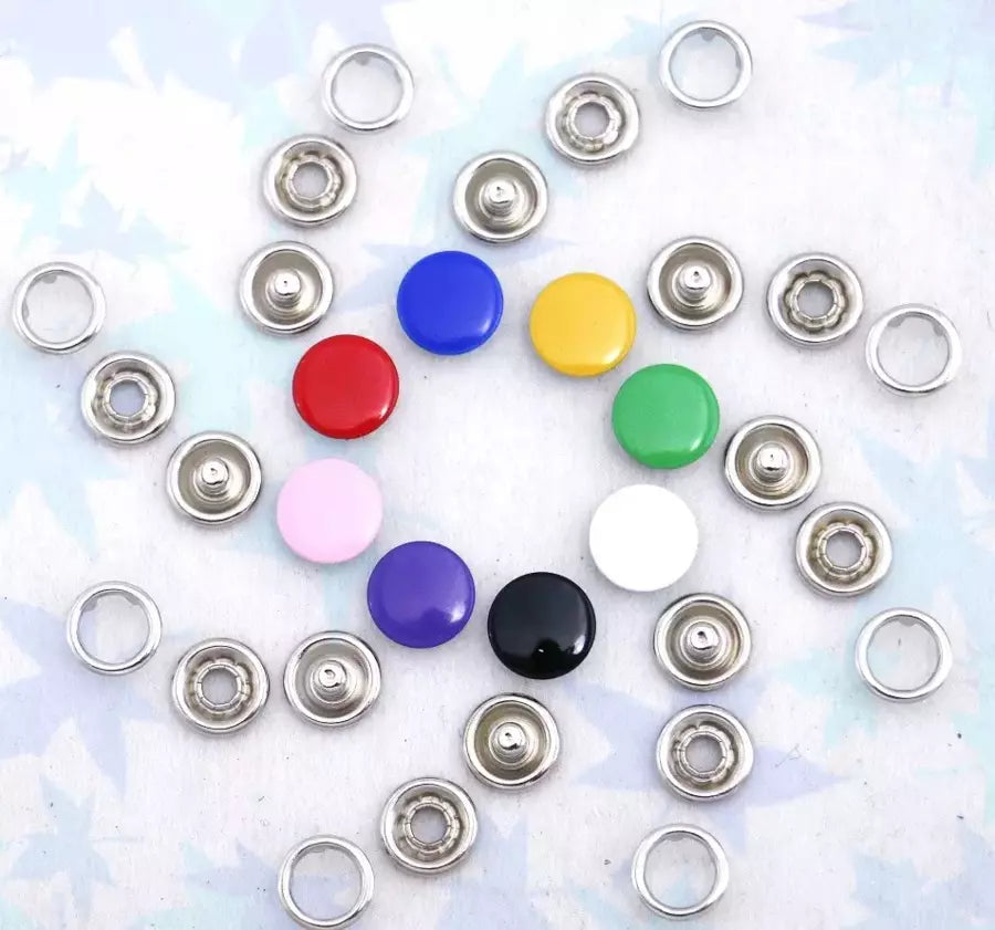 Prong Ring Snaps Enamel Button Covers for Fabric - 9.5mm/11mm