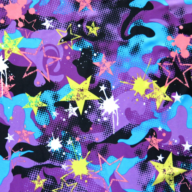 Swim Knit Totally 80's Nylon Spandex Abstract Stars