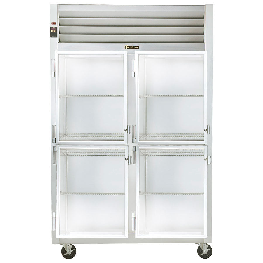 Traulsen G21003 2 Section Glass Half Door Reach In Refrigerator - Left / Left Hinged Doors