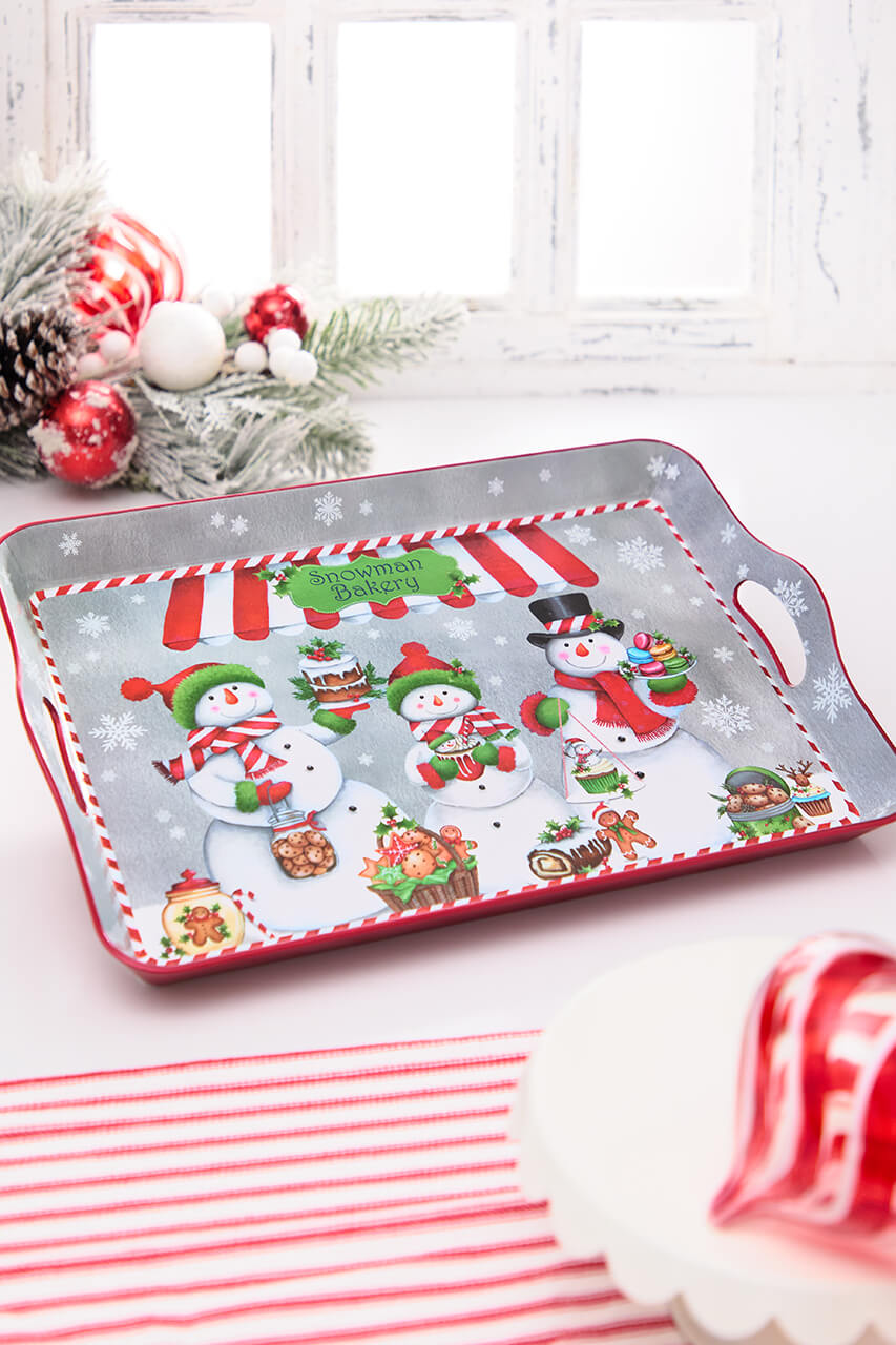 17.3" Snowman Bakery Christmas Tray