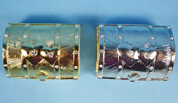 Gold Treasure Chest Arras Box Coin Set with Hearts 2.2 Inch