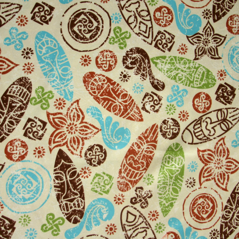Microfiber Boardshort Fabric Tribal Masks and Symbols