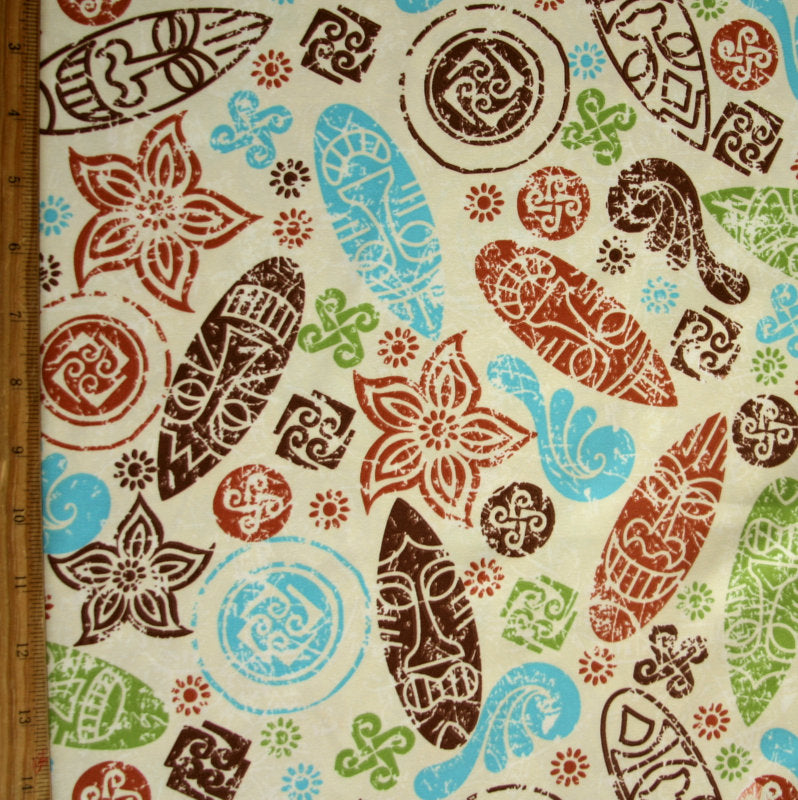 Microfiber Boardshort Fabric Tribal Masks and Symbols