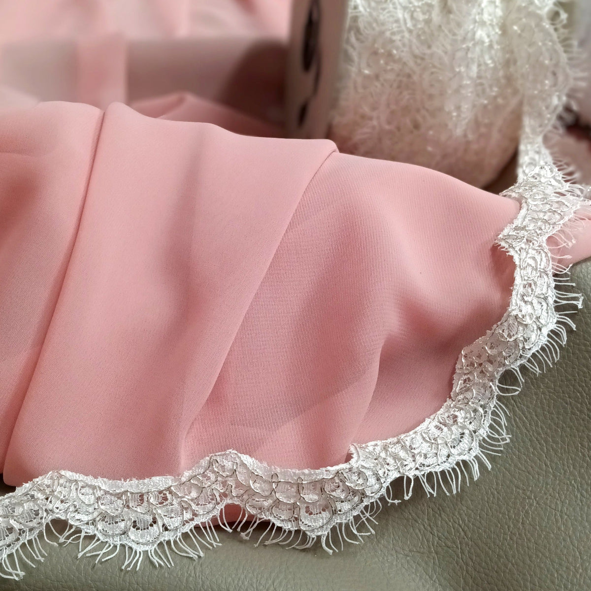 1 Yard Corded Eyelash Lace Trimming 1" Wide Embroidered on 100% Polyester Net Mesh