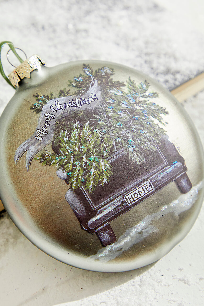 4.5" Truck with Tree Christmas Ornament