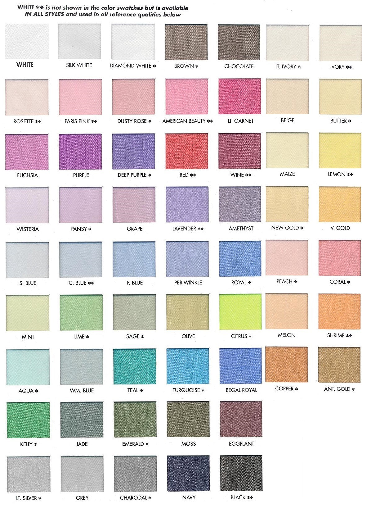 Veil Tulle Nylon Fabric - Sheer, Multiple Colors, 54" Wide (1 Yard)