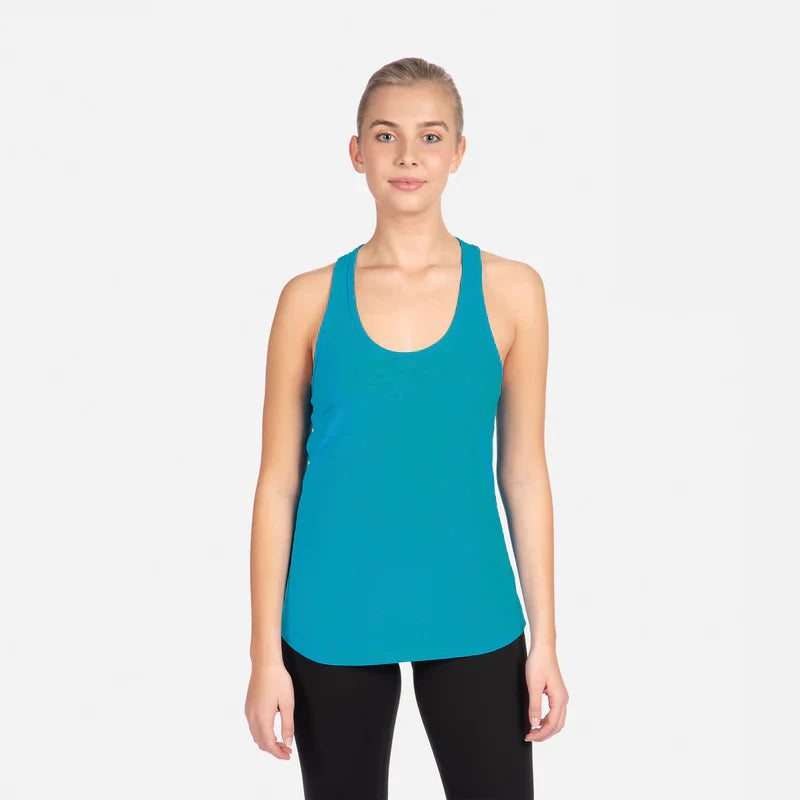 Next Level 1533 Women's Tank Top Lightweight Cotton Poly Jersey Fabric - Turquoise, Racerback, 30 Singles, 135 Grams/4.0Oz (1 Unit)