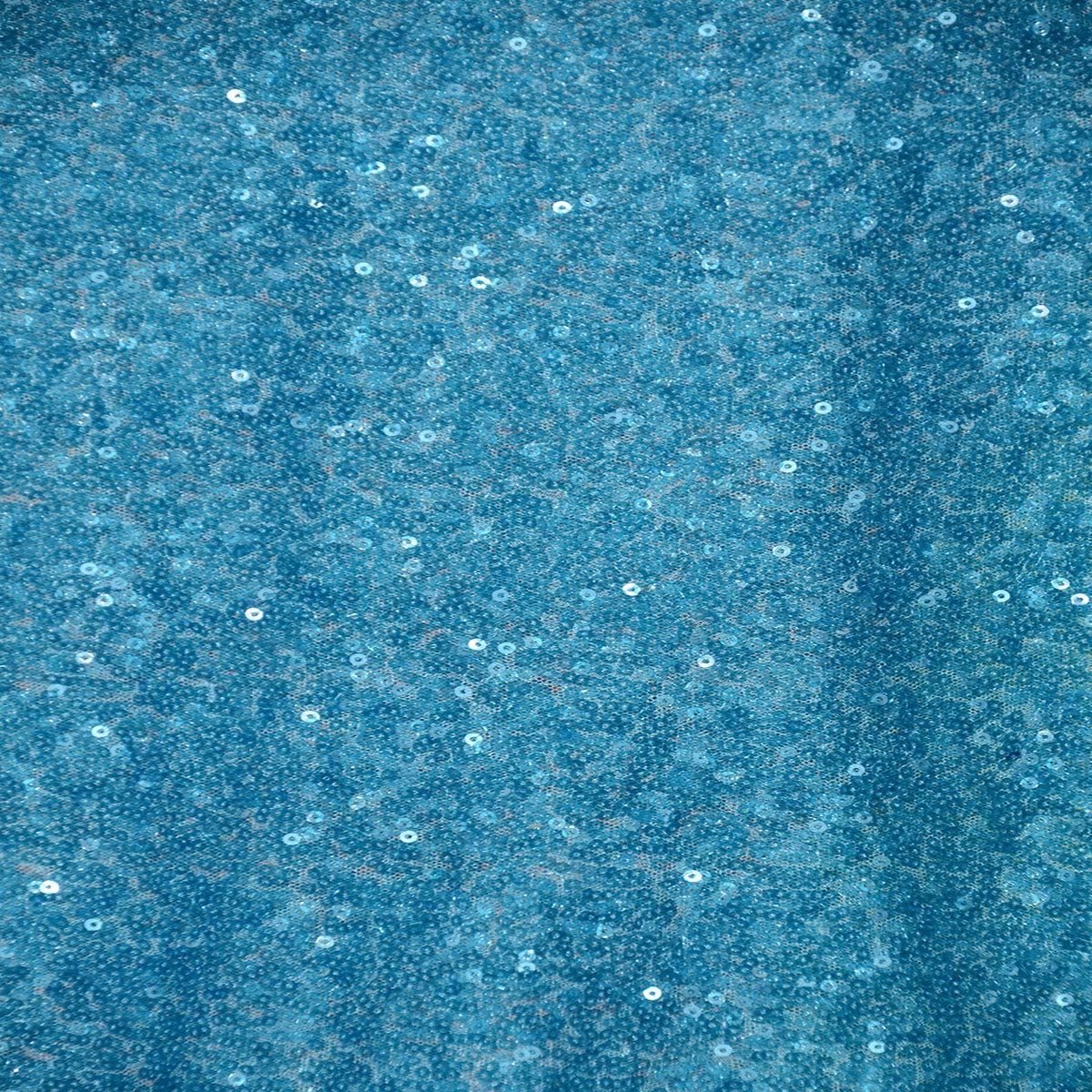 Turquoise Sequin Glitter Embroidery Fabric - Turquoise Sequin, Glitter Embroidery, 1 Yard