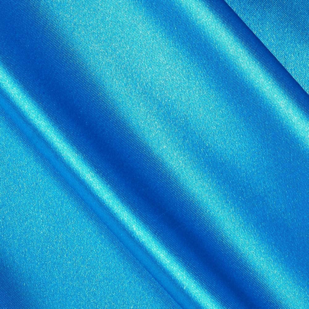 Turquoise Satin Charmeuse Fabric - Turquoise Solid, 60" Width