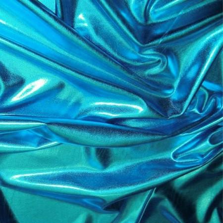 Turquoise Spandex Lame Foil Stretch Metallic Fabric,