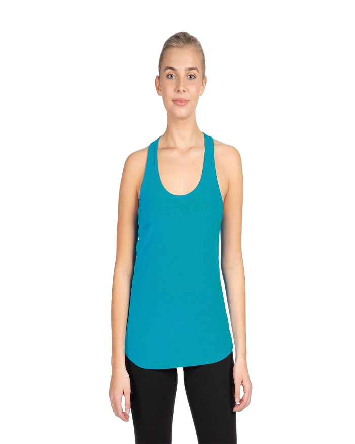 Next Level Women Racerback Tank Top Lightweight Cotton Poly Jersey - Turquoise, Racerback, 30 Singles, 135 Grams, 4.0 Oz (1 Piece)