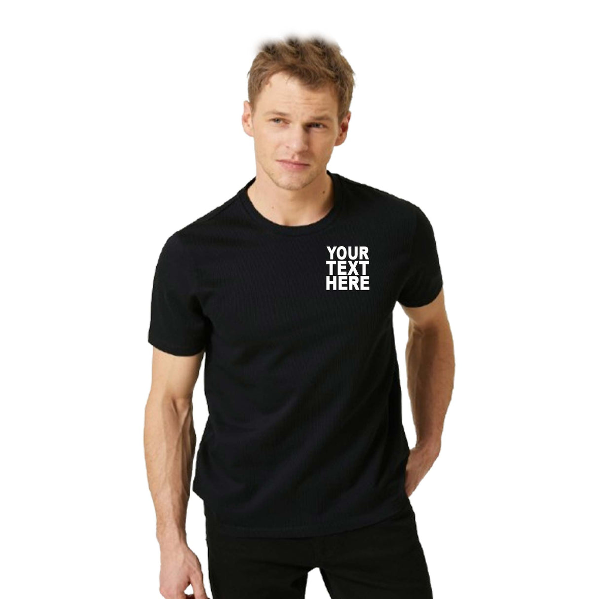 Pack: 12 Fast Custom Photo T-Shirts – Upload Your Image for Front & Back Print (Black)