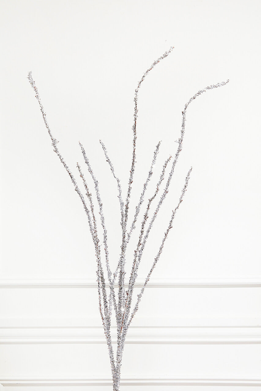 40" Silver Glitter Twig Branch