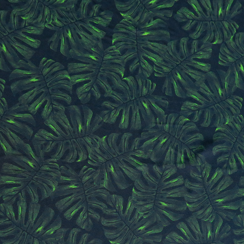 Swim Knit Nylon Spandex Twilight Monstera Print