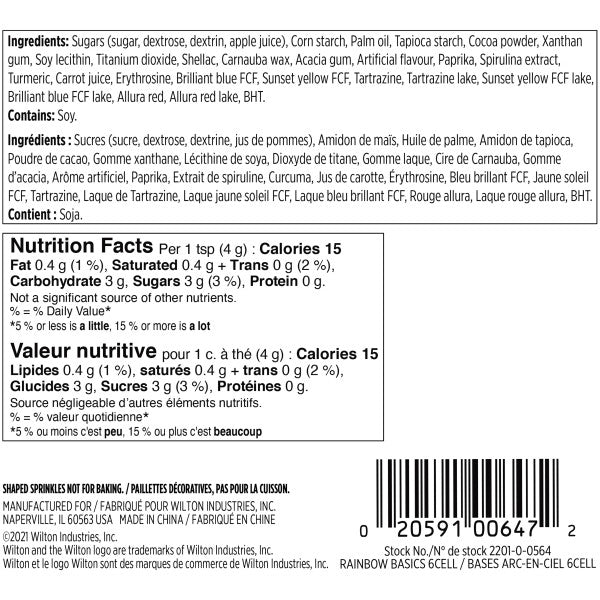 Wilton 6-Cell Rainbow Sprinkles Mix with Turning Lid, 5.92 oz.