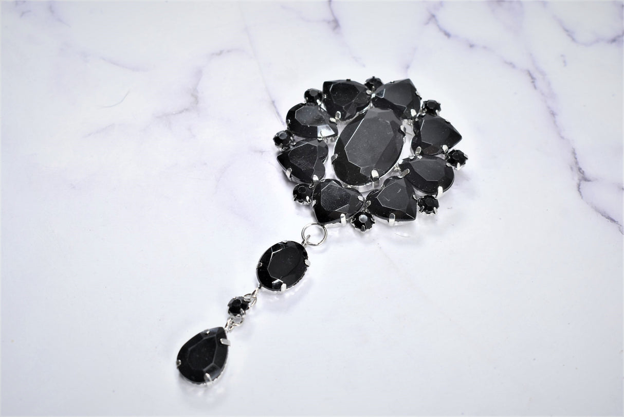 Gemstone Patch Applique Black Multi-Shape 2.5 x 5