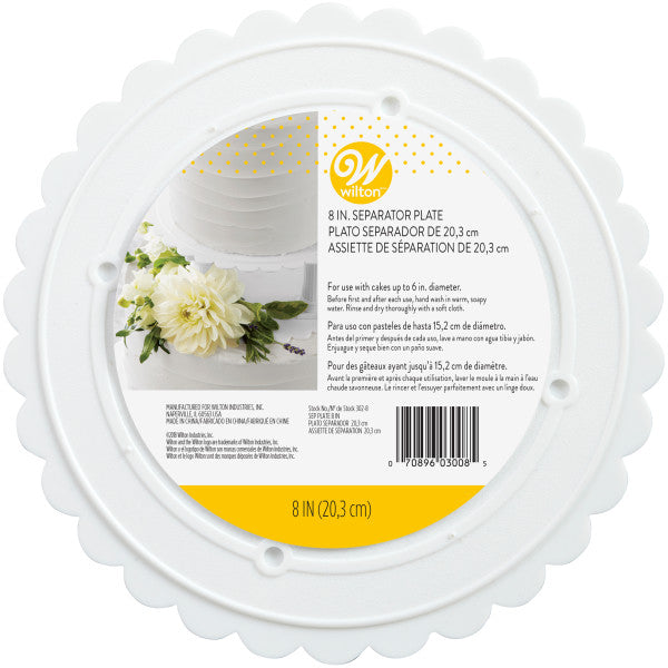 Wilton White Scalloped Edge Separator Plate, 8-Inch