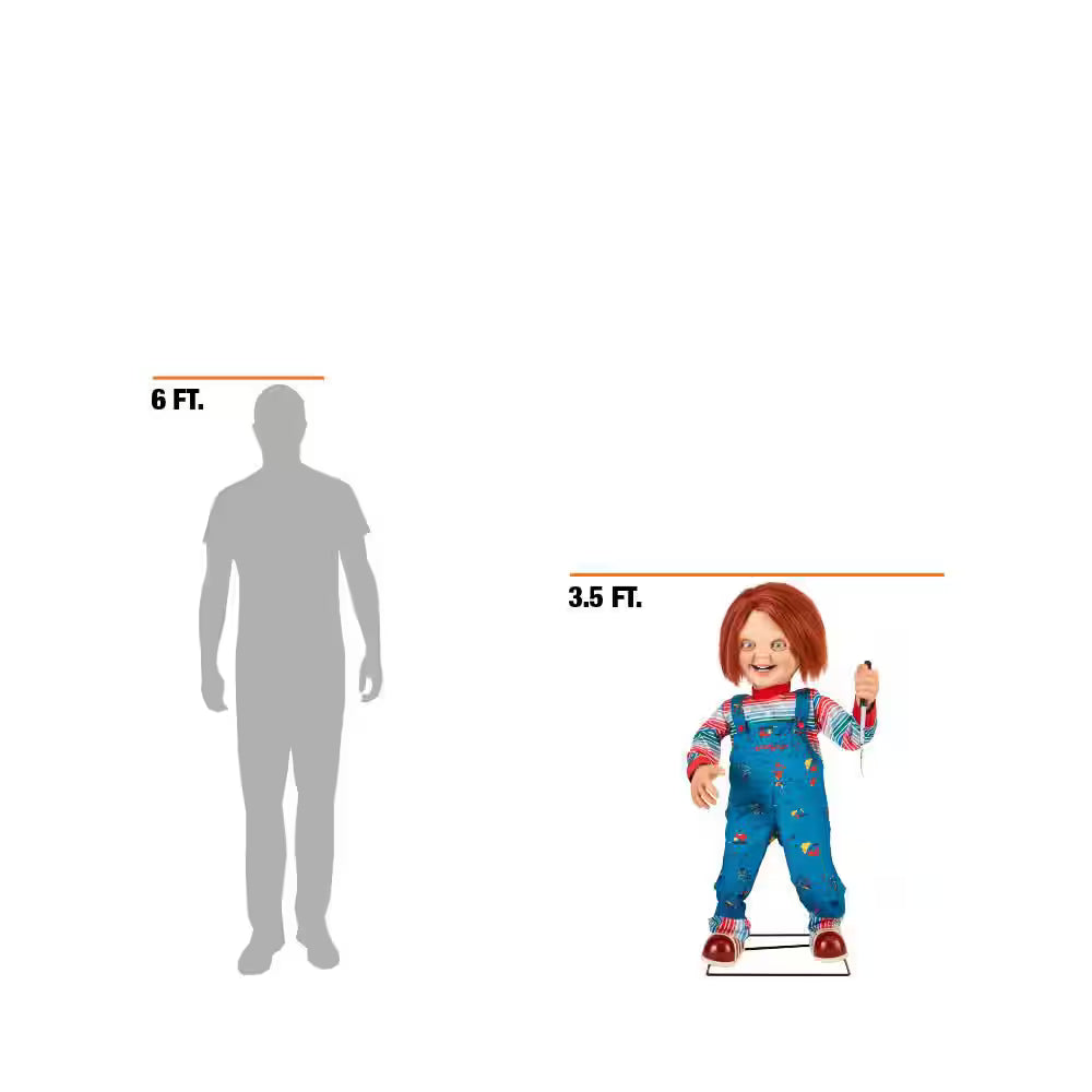 3.5-ft Animated Chucky Doll Halloween Decoration with Motion-Activated Servo Eyes