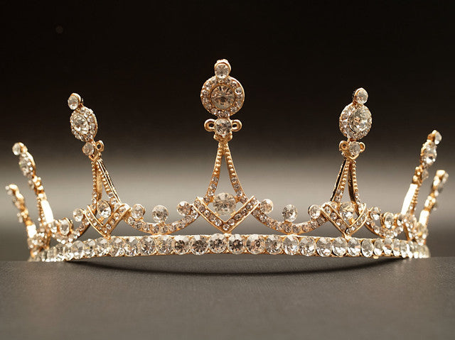 Gold Art Deco Style Rhinestone Tiara