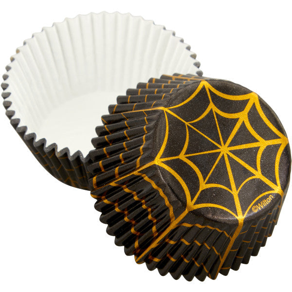 Wilton Gold Foil Spider Web Standard Halloween Cupcake Liners, 24-Count