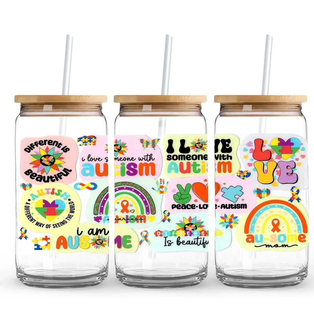 UV DTF Wrap - Autism Love & Support (9.7" x 4.3")