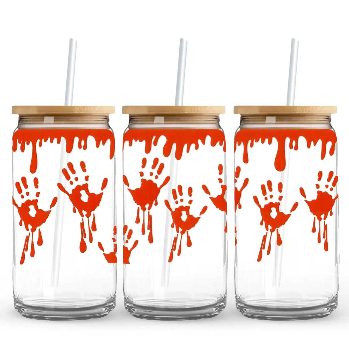 UV DTF Wrap - Blood Drip & Hand Prints (9.7" x 4.3")