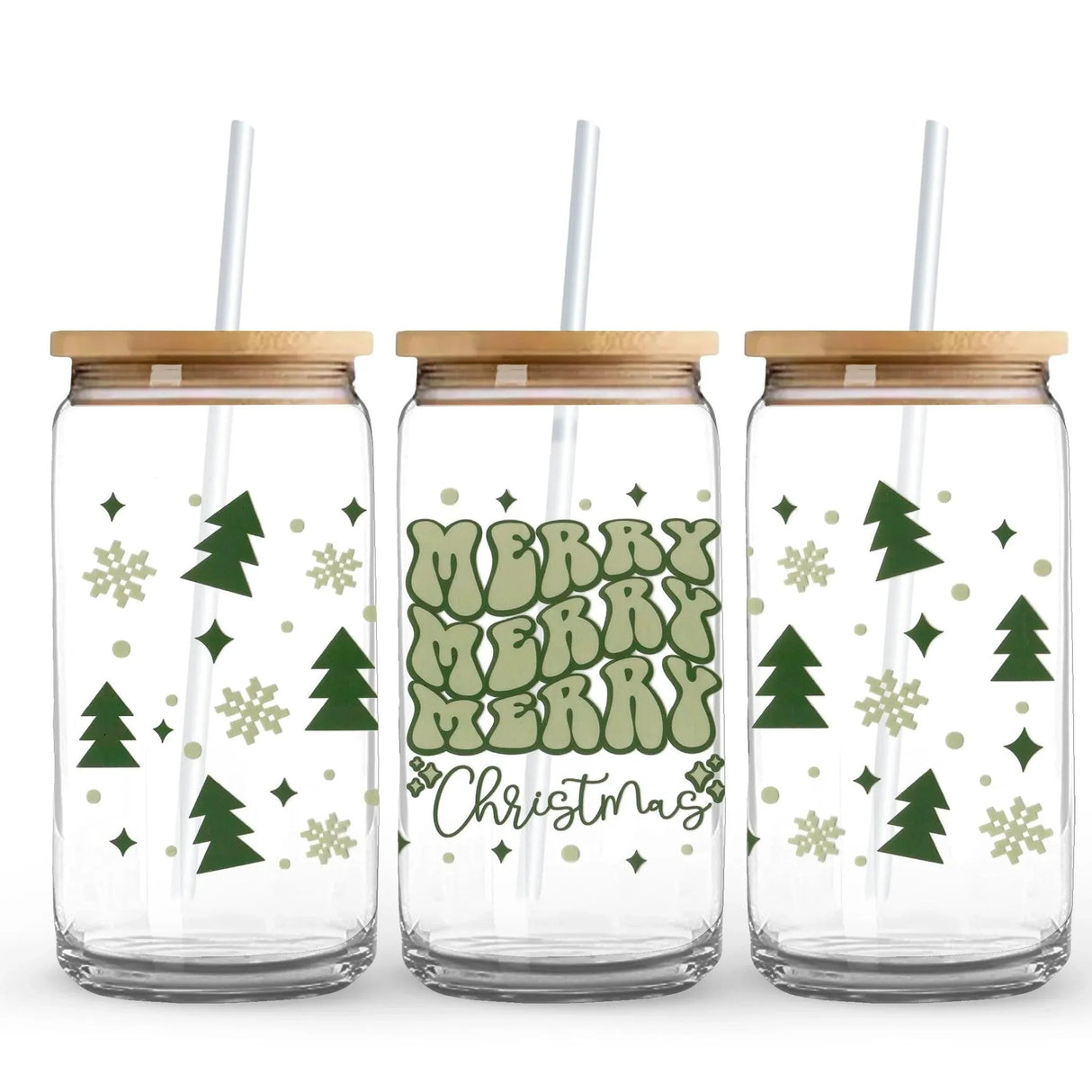 UV DTF Wrap - Merry Christmas Green (9.7" x 4.3")