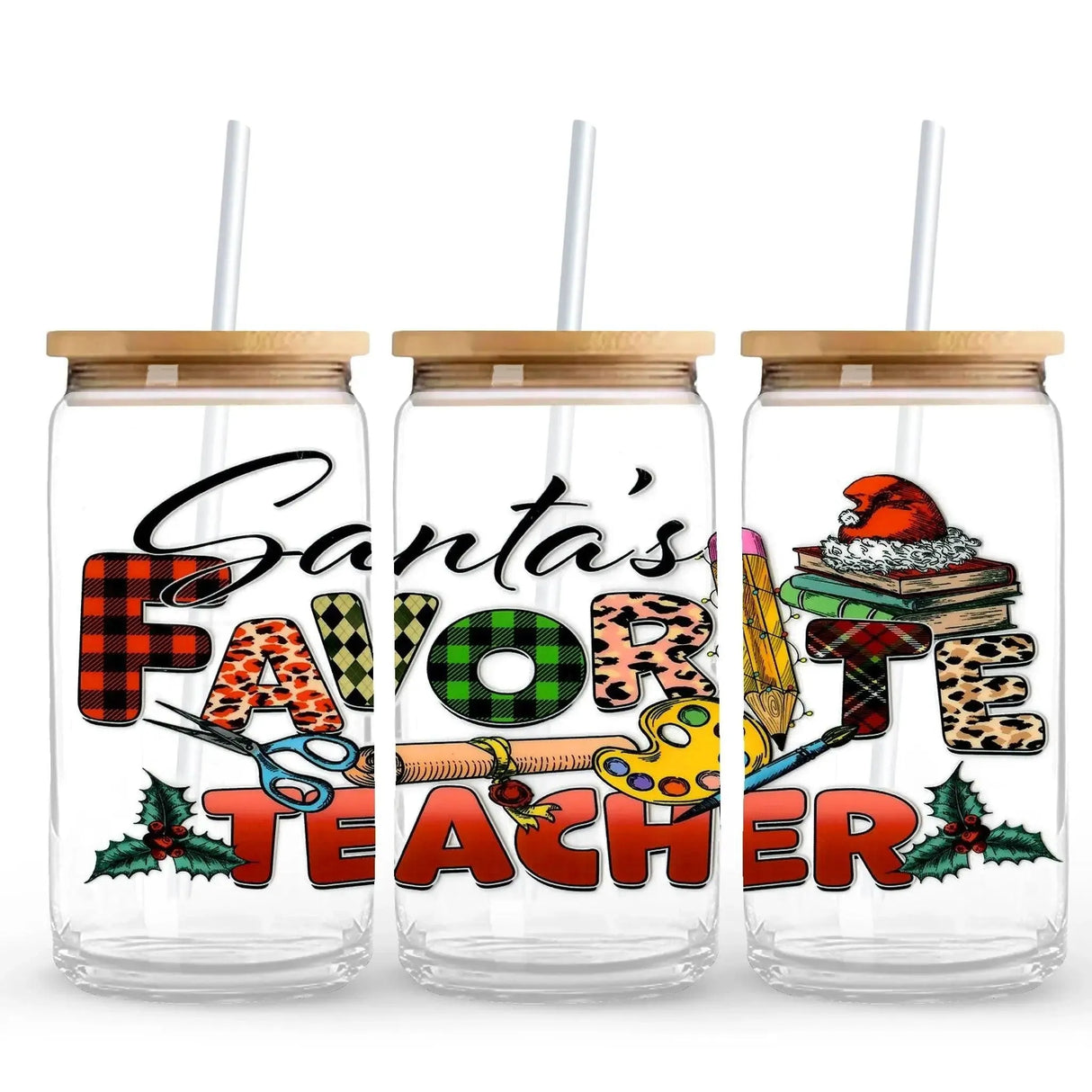 UV DTF Wrap - Santa Favorite Teacher (9.7" x4.3")