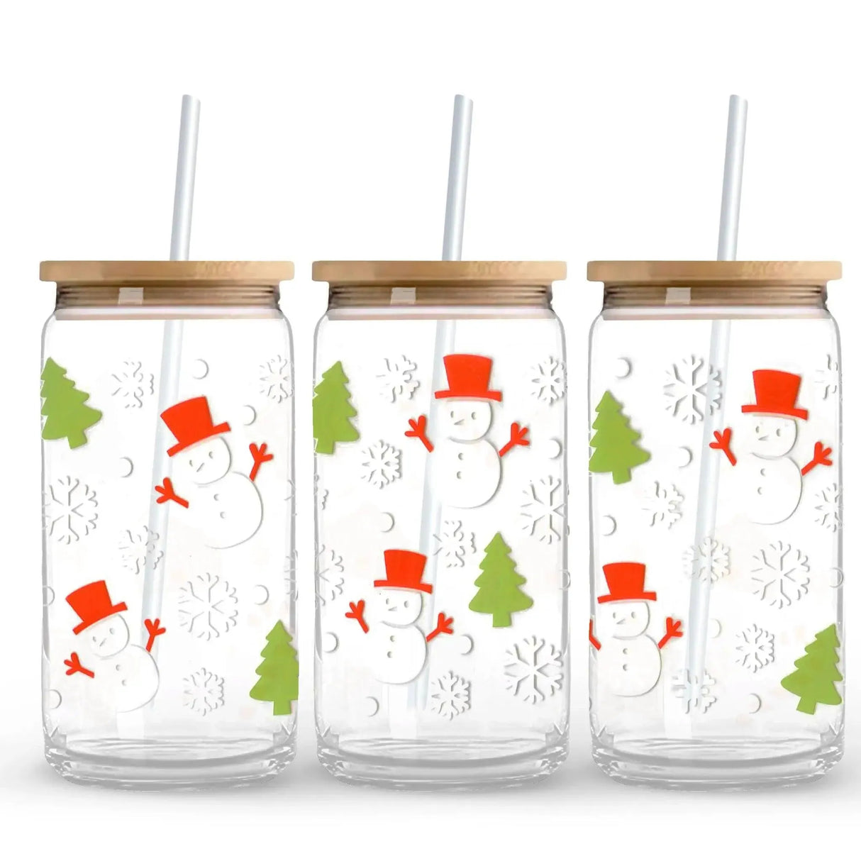 UV DTF Wrap - Snowman & Christmas Trees (9.7" x4.3")