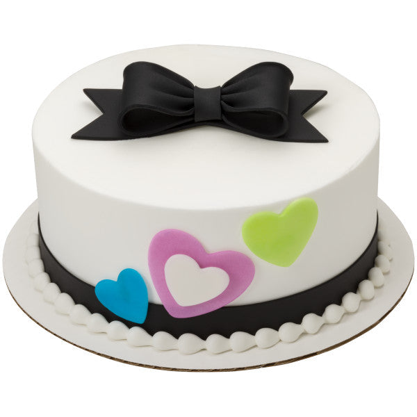 Black Gum Paste Bows cake toppers - 12 count package
