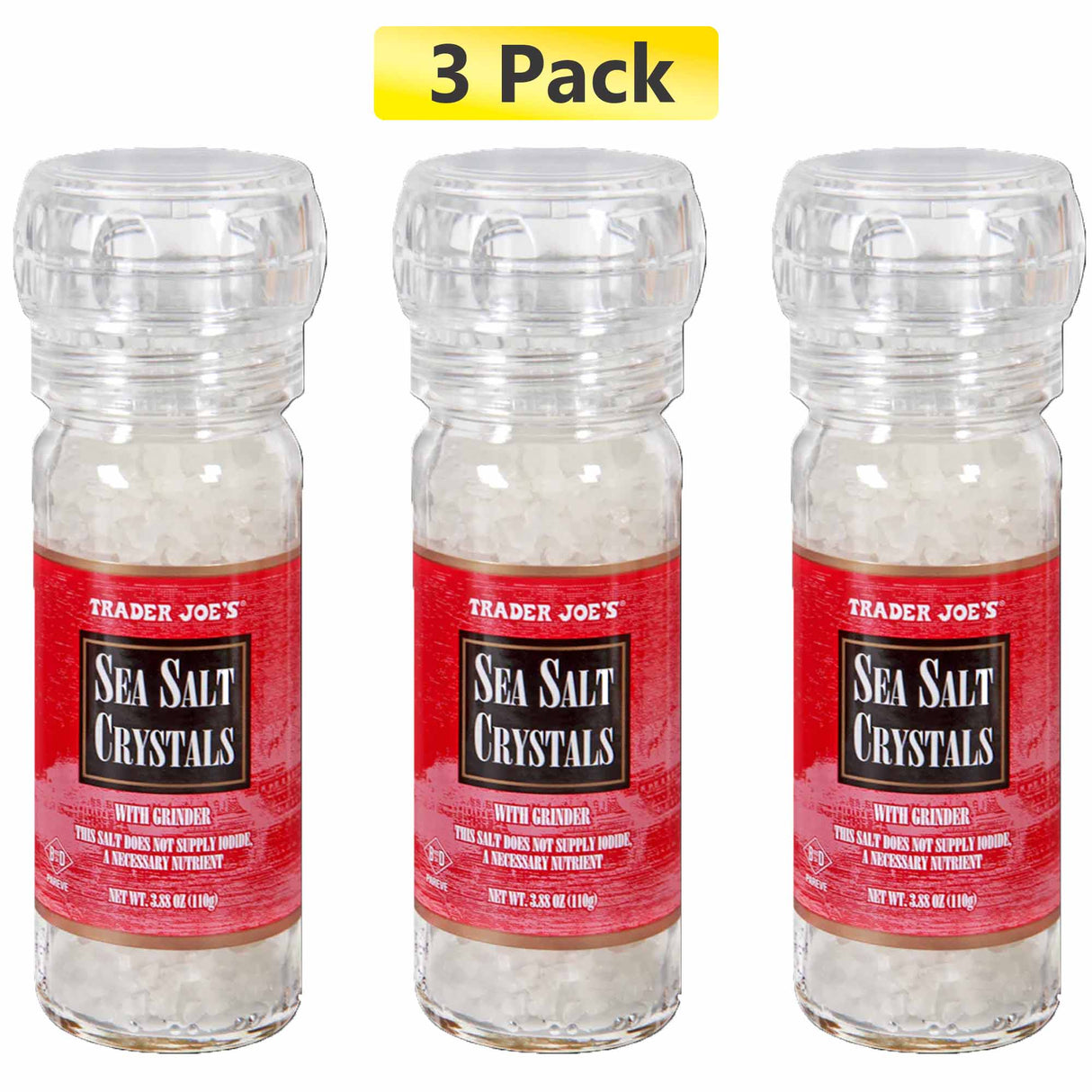 Trader Joe's Sea Salt Crystals with Grinder - 3.3 Oz,