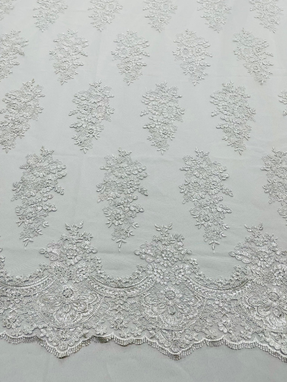 Valentina Floral Embroider With Sequins Mesh Lace Fabric - Floral Embroidered Sequins, 54" Width (1 Yard)