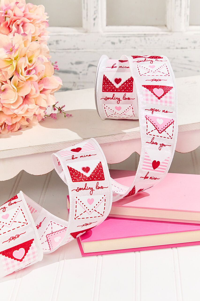 2.5" x 10 Yard Valentine Letters Ribbon