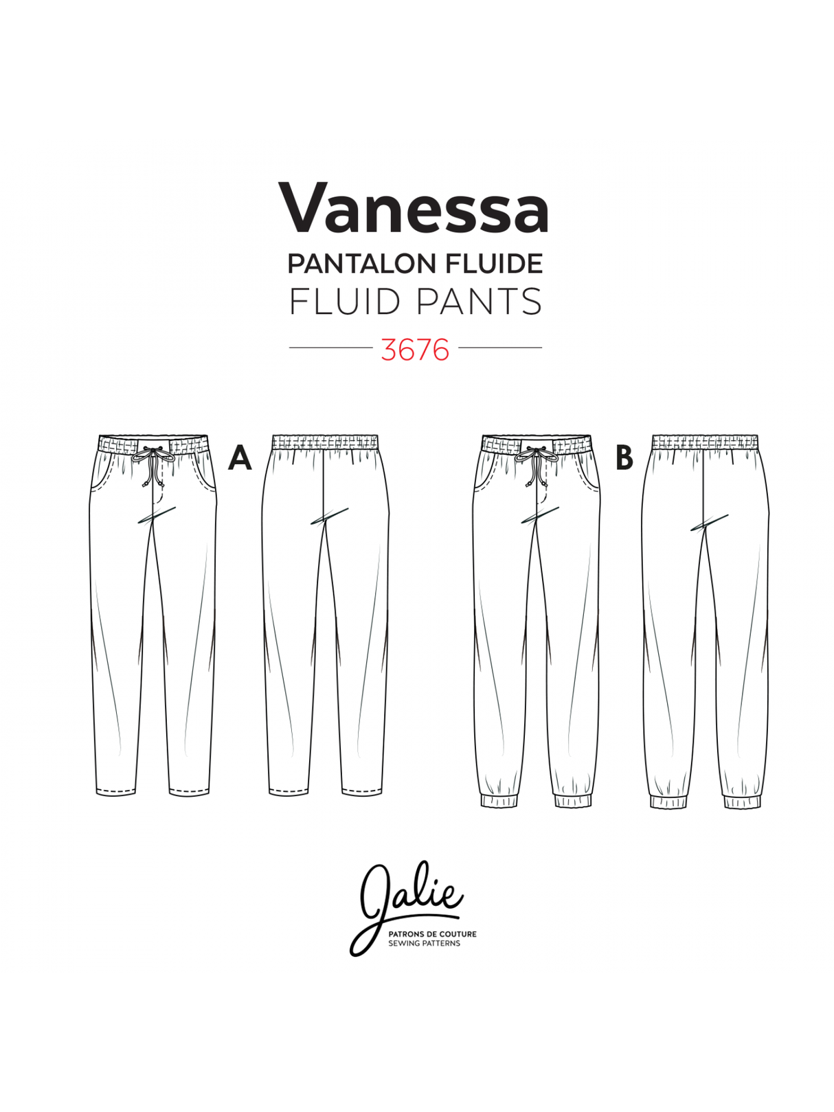 Sewing Pattern Vanessa Fluid Pants by Jalie
