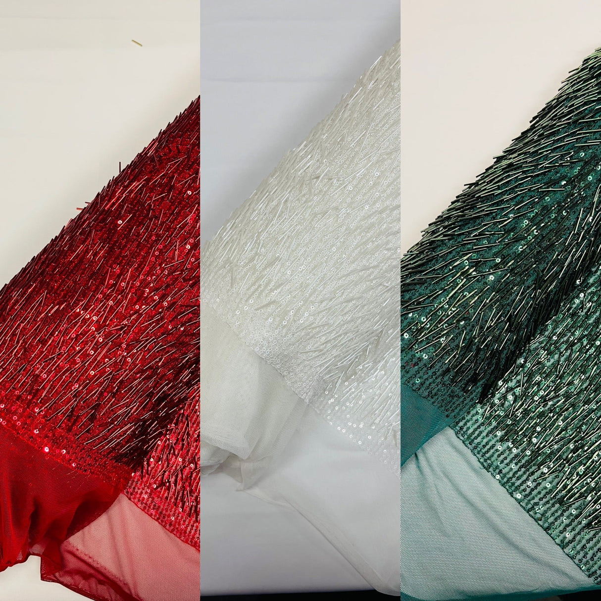 Vegas Beaded Sequin Stretch Mesh Fabric - Beaded Sequin Embroidered, 54" Width (1 Yard)