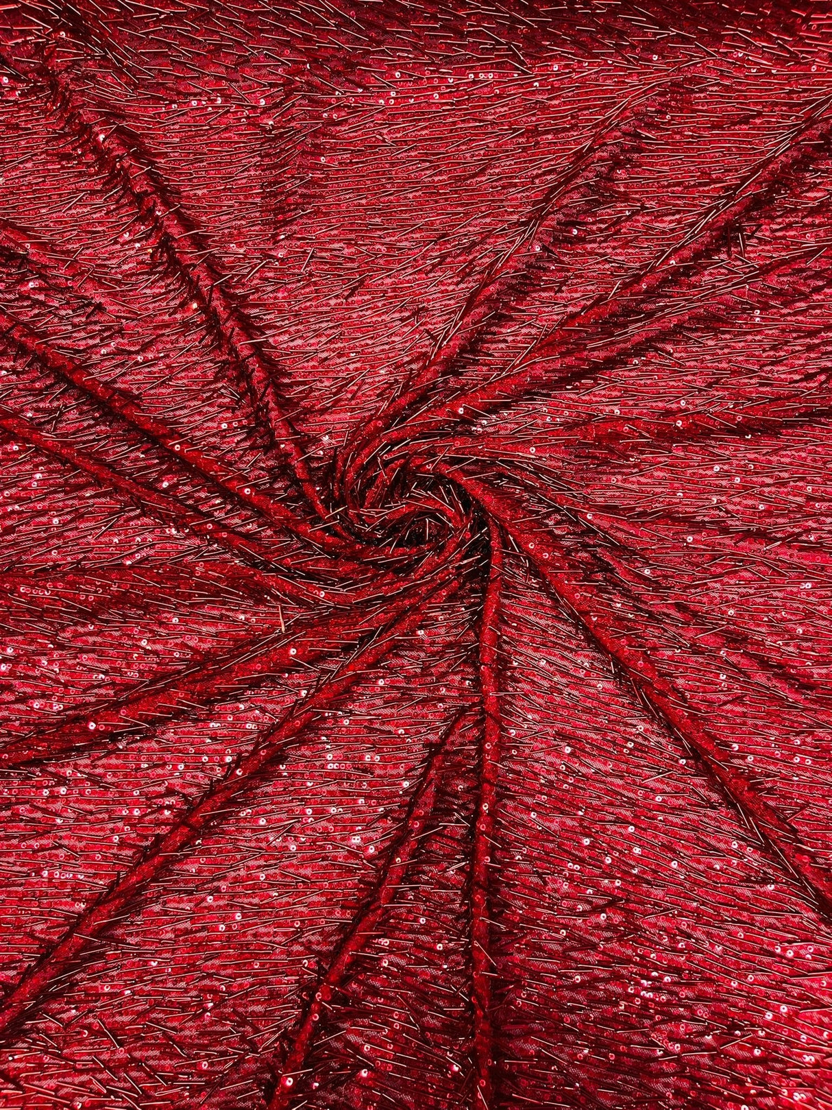 Vegas Beaded Sequin Stretch Mesh Fabric - Beaded Sequin Embroidered, 54" Width (1 Yard)