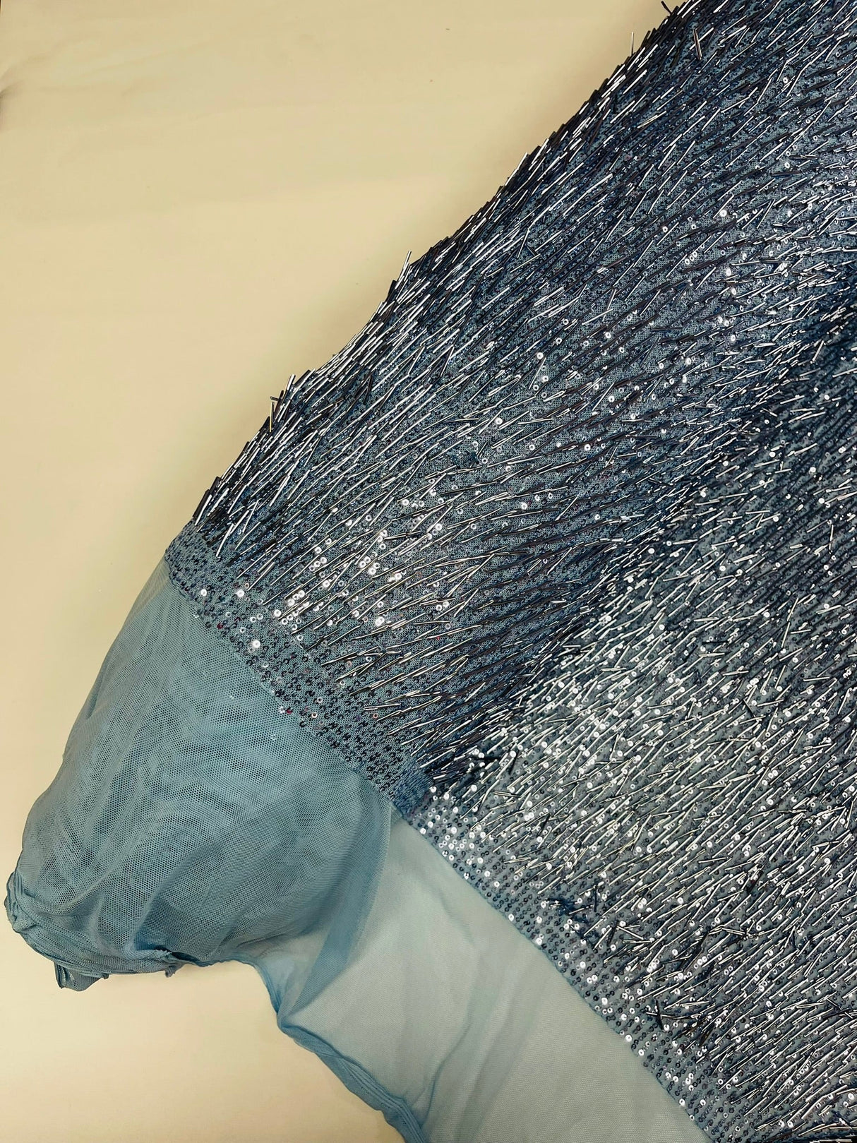 Vegas Beaded Sequin Stretch Mesh Fabric - Beaded Sequin Embroidered, 54" Width (1 Yard)