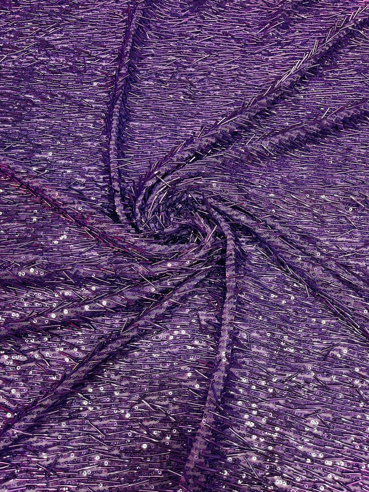 Vegas Beaded Sequin Stretch Mesh Fabric - Beaded Sequin Embroidered, 54" Width (1 Yard)