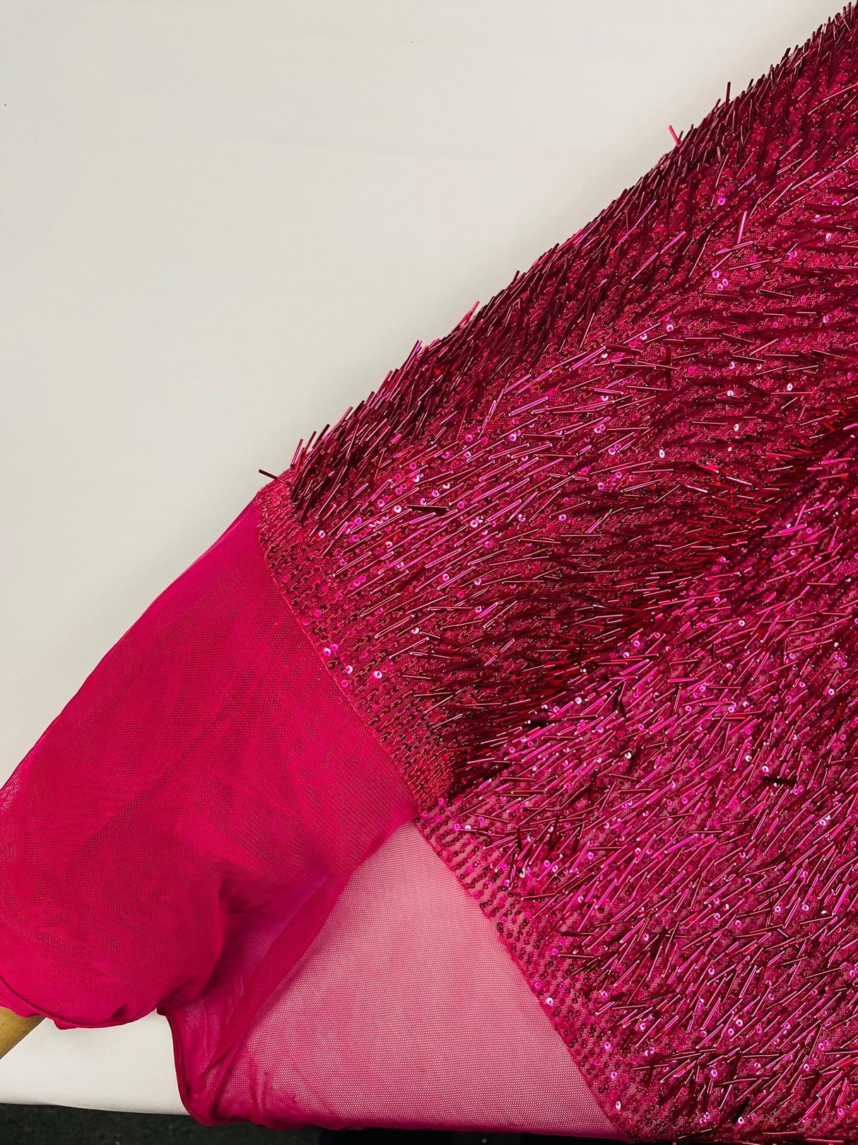 Vegas Beaded Sequin Stretch Mesh Fabric - Beaded Sequin Embroidered, 54" Width (1 Yard)