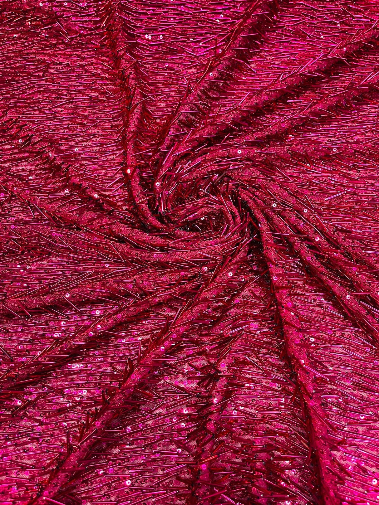 Vegas Beaded Sequin Stretch Mesh Fabric - Beaded Sequin Embroidered, 54" Width (1 Yard)
