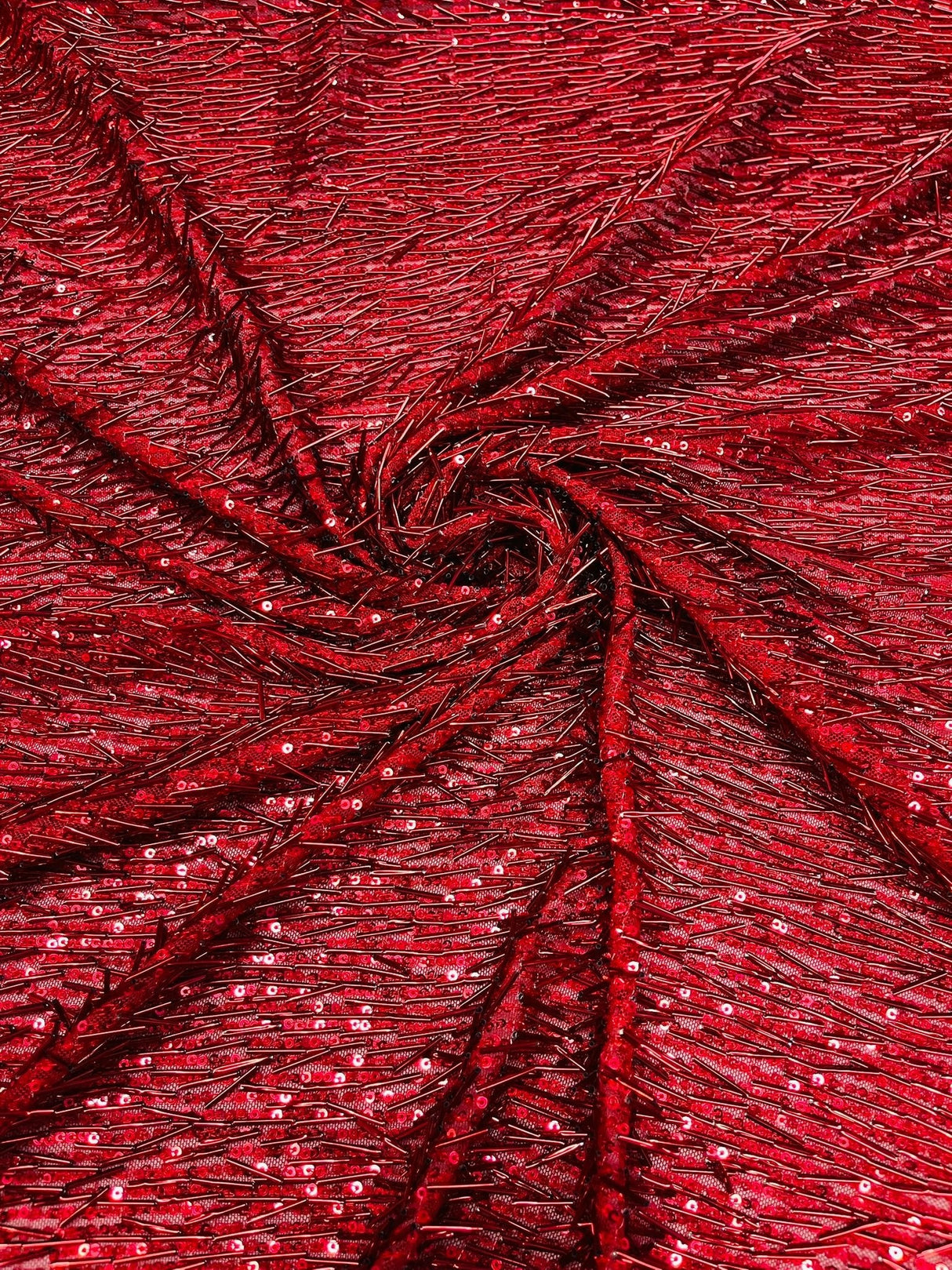 Vegas Beaded Sequin Stretch Mesh Fabric - Beaded Sequin Embroidered, 54" Width (1 Yard)