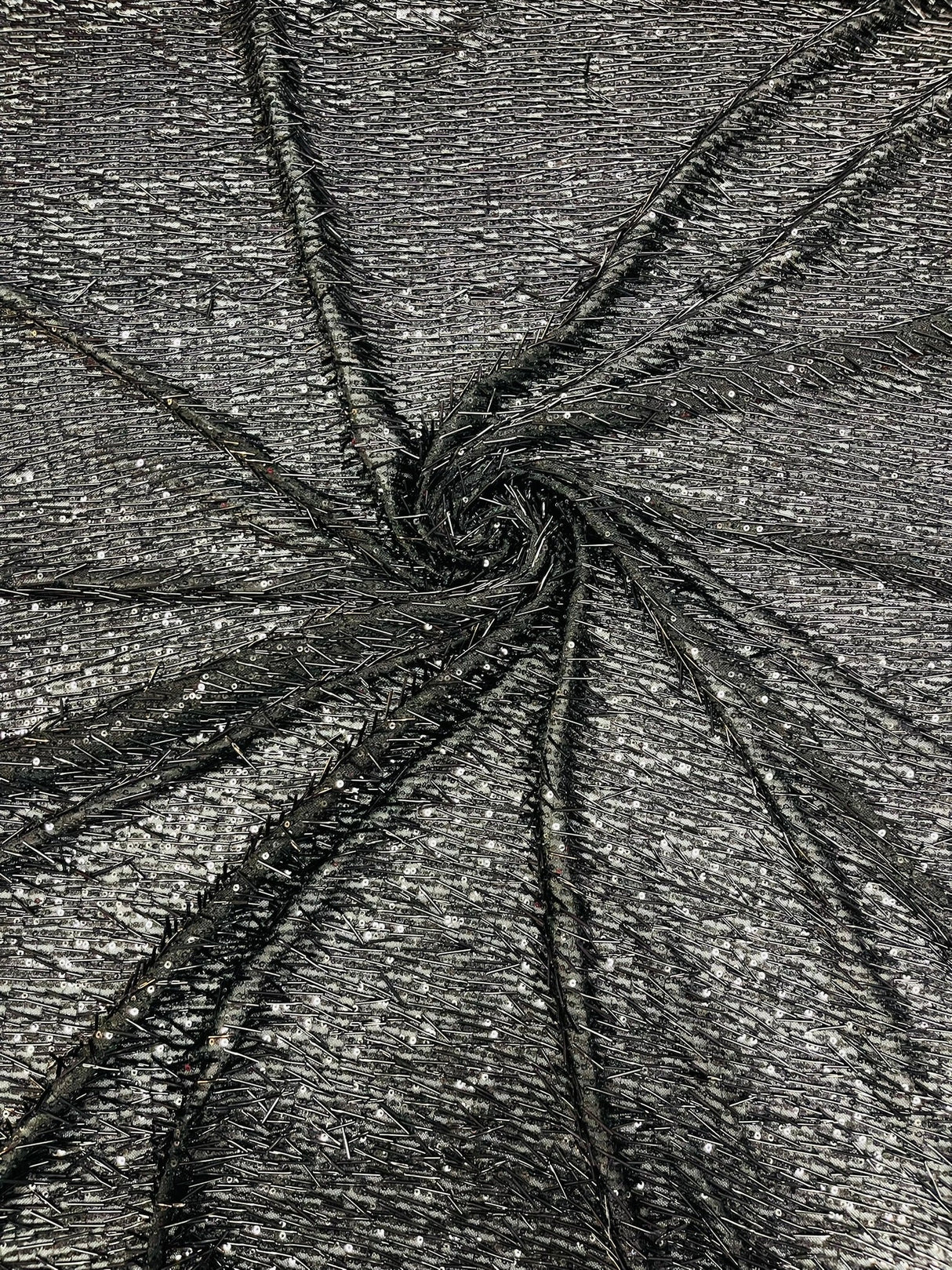 Vegas Beaded Sequin Stretch Mesh Fabric - Beaded Sequin Embroidered, 54" Width (1 Yard)