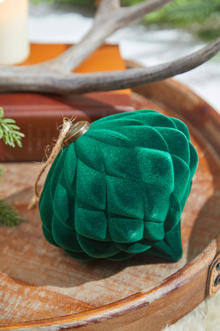 6” Green Velvet Onion Ornament