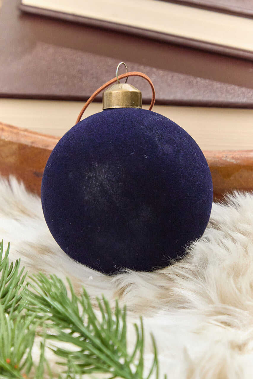 3" Eggplant Velvet Glass Ornament