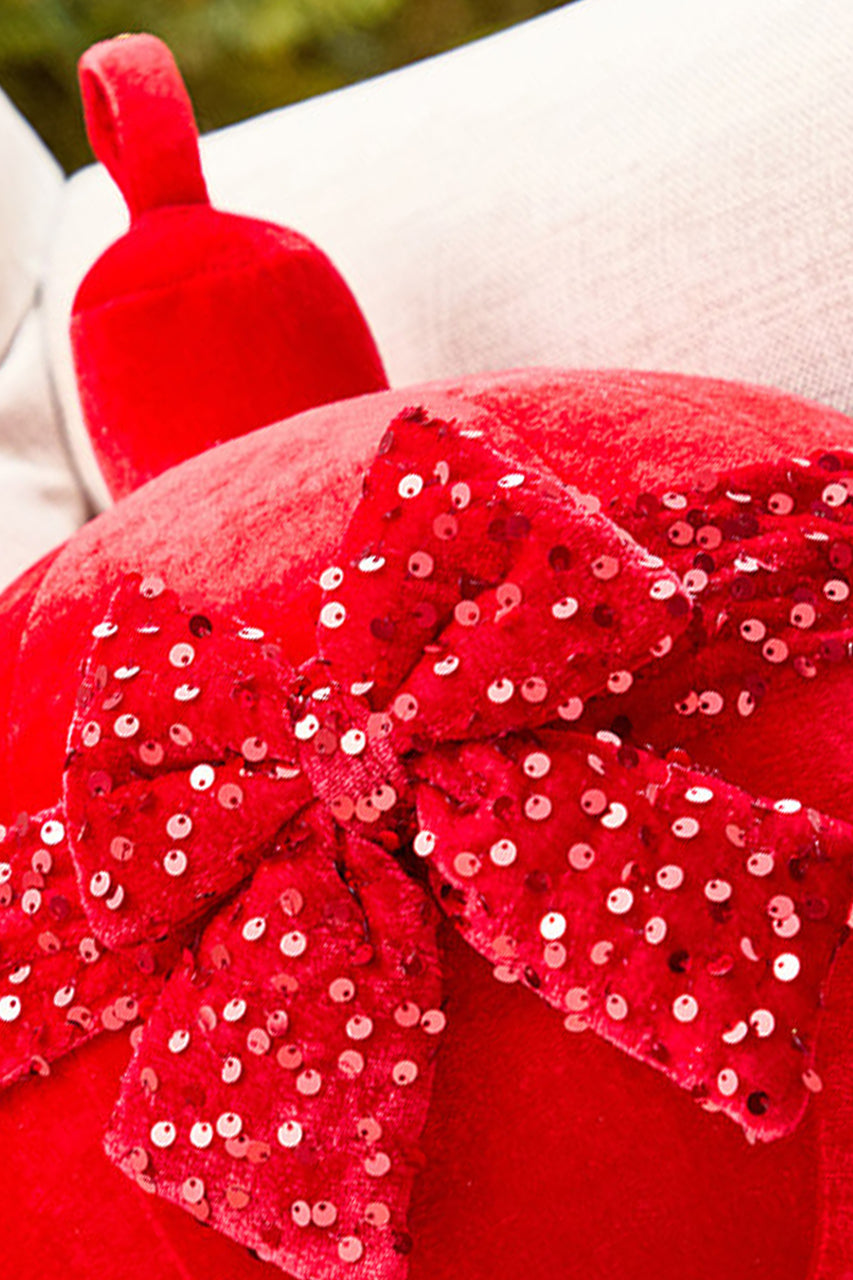 10" Red Velvet with Sequin Bow Ornament
