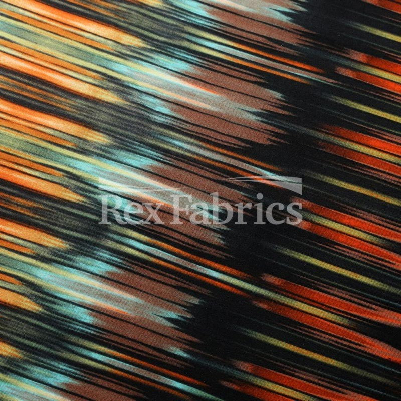 Vibrations Polyester Spandex Fabric - Pink, Orange, Purple Chevron Print, 58/60" Width (1 Yard)