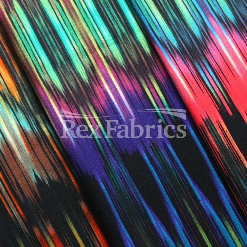 Vibrations Polyester Spandex Fabric - Pink, Orange, Purple Chevron Print, 58/60" Width (1 Yard)