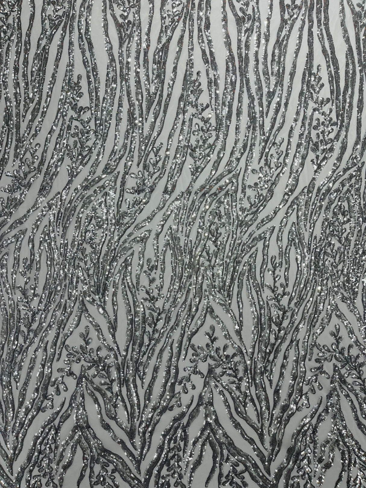 Vine/Root Sequin 4 Way Stretch Mesh Fabric - Vine/Root Sequin Pattern, 54" Width (1 Yard)