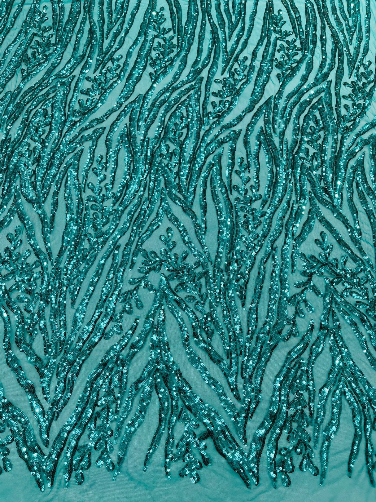 Vine/Root Sequin 4 Way Stretch Mesh Fabric - Vine/Root Sequin Pattern, 54" Width (1 Yard)