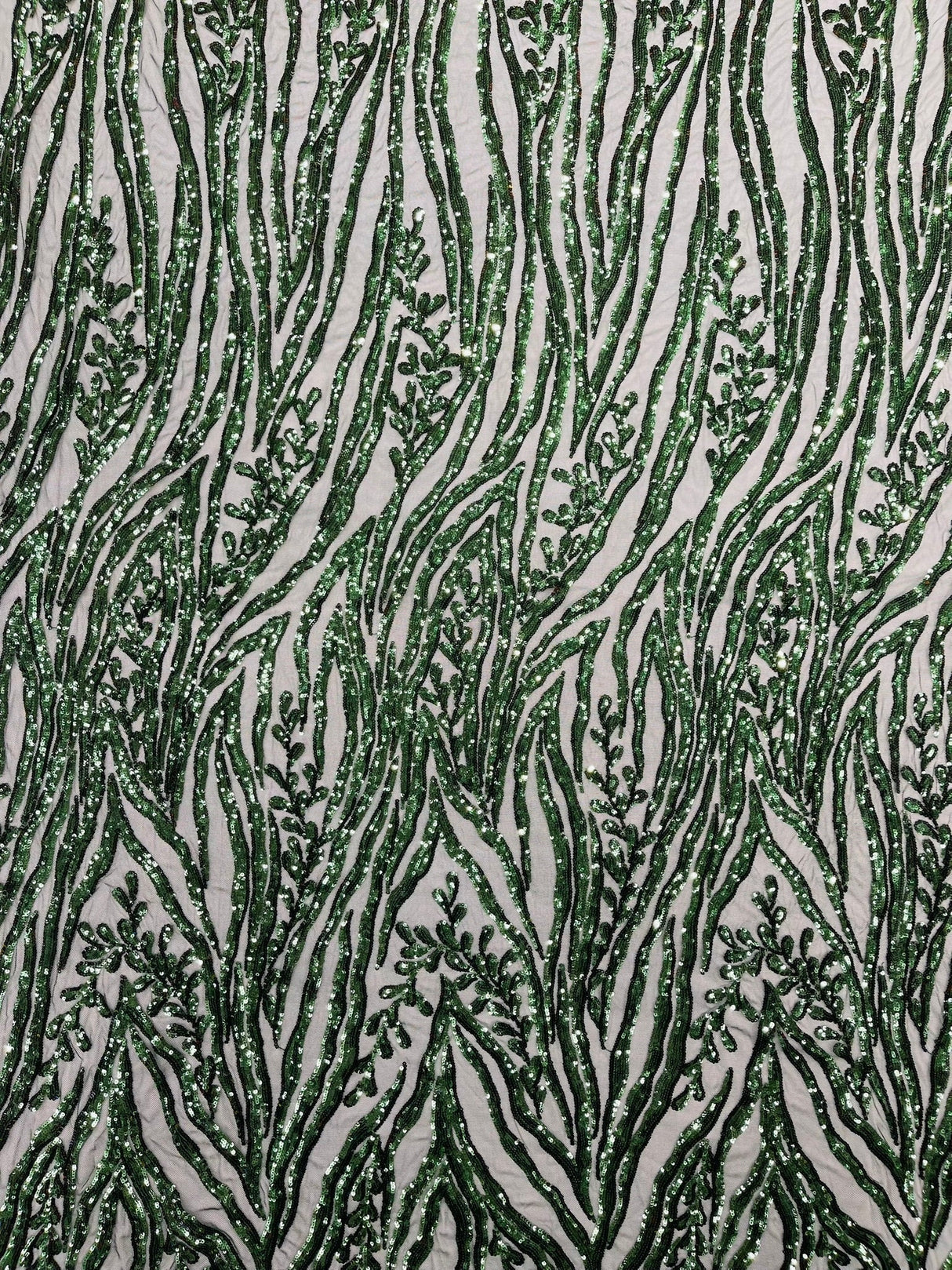 Vine/Root Sequin 4 Way Stretch Mesh Fabric - Vine/Root Sequin Pattern, 54" Width (1 Yard)